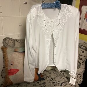 Women s white nylon dressy blouse new